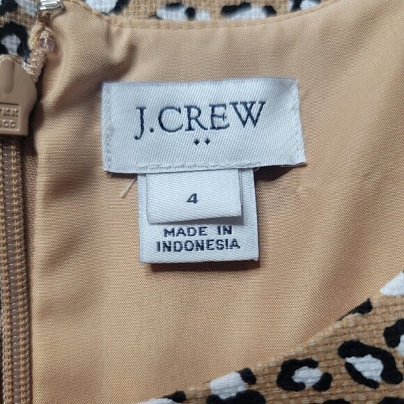 J Crew Basketweave Sheath Dress In Animal Print 100% Cotton Shell Size 4 - Picture 6 of 12